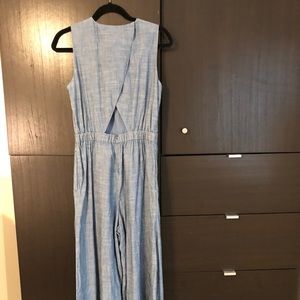 J.CREW Saron Cotton Blue Chambray Jumpsuit